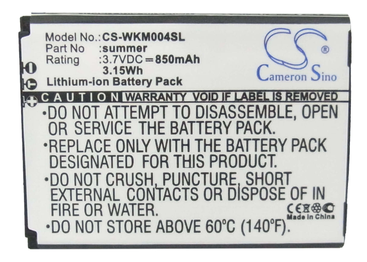 3.7V, Li-ion, 850mAh, SmartPhone battery fits Wiko, Soap, Soap, Summer, 3.15Wh Mobile, SmartPhone Cameron Sino Technology Limited (Smartphone)