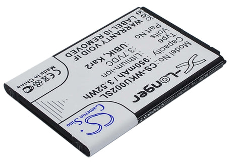 3.7V, Li-ion, 950mAh, SmartPhone battery fits Wiko, Dolfy, Dolfy, Kar 2, 3.52Wh Mobile, SmartPhone Cameron Sino Technology Limited (Suspended)