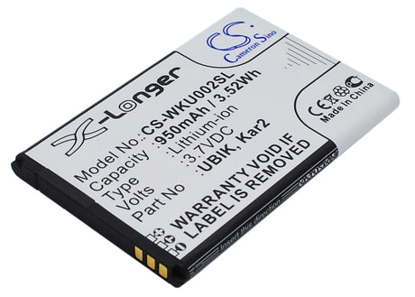 3.7V, Li-ion, 950mAh, SmartPhone battery fits Wiko, Dolfy, Dolfy, Kar 2, 3.52Wh Mobile, SmartPhone Cameron Sino Technology Limited (Suspended)