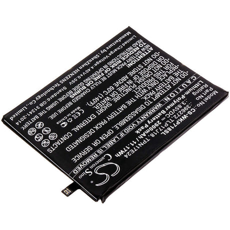 3.85V, Li-Polymer, 2900mAh, SmartPhone battery fits Wiko, Bq, 396272, Strike Selfie Max, 11.17Wh Mobile, SmartPhone Cameron Sino Technology Limited (Smartphone)
