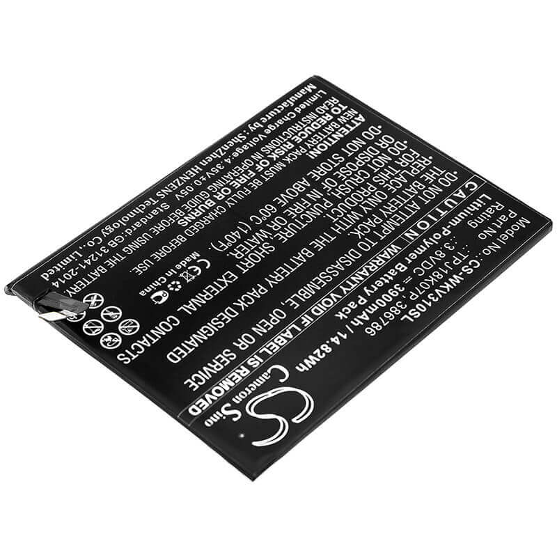 3.8V, Li-Polymer, 3900mAh, SmartPhone battery fits Wiko, 386786, View 4 Lite, View3 Pro, 14.82Wh Mobile, SmartPhone Cameron Sino Technology Limited (Smartphone)