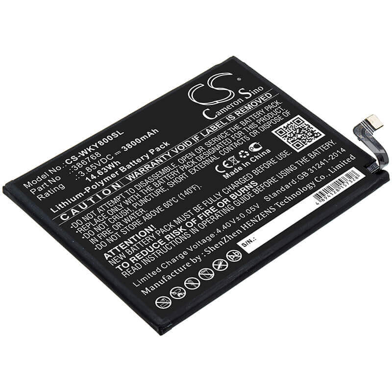 3.85V, Li-Polymer, 3800mAh, SmartPhone battery fits Wiko, 386768, W-v720, Y80, 14.63Wh Mobile, SmartPhone Cameron Sino Technology Limited (Smartphone)