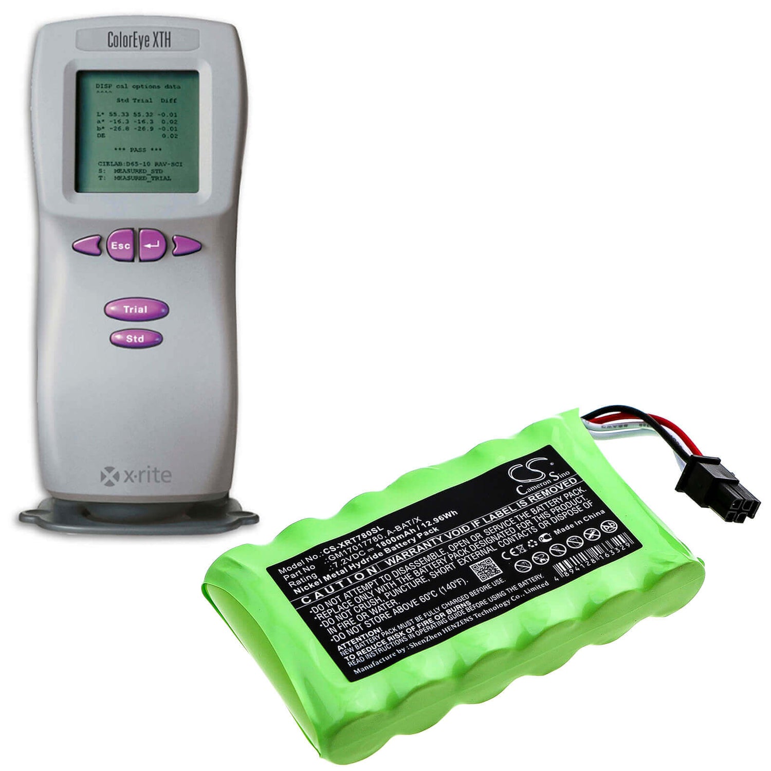 7.2V, Ni-MH, 1800mAh, Equipment battery fits X-rite, A-bat/x, Coloreye XTH, 12.96Wh Equipment, Survey, Test Cameron Sino Technology Limited