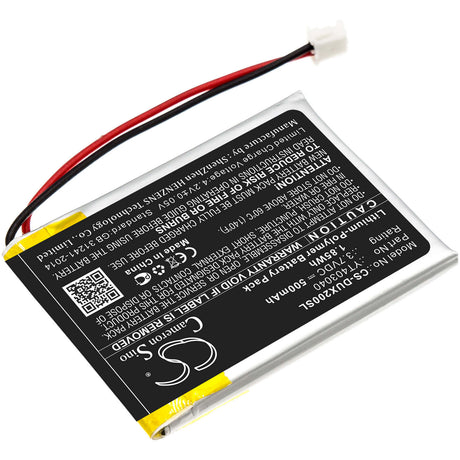 3.7V, Li-Polymer, 500mAh, Media Player battery fits Xduoo, Yt403040, X2, 1.85Wh Media Player Cameron Sino Technology Limited