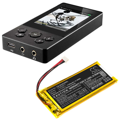 3.7V, Li-Polymer, 1750mAh, Media Player battery fits Xduoo, Yt653071, X3 Mark Ii, 6.48Wh Media Player Cameron Sino Technology Limited