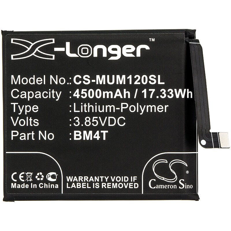 3.85V, Li-Polymer, 4500mAh, SmartPhone battery fits Xiaomi, Bm4t, 10x Pro 5g, M2004j7bc, 17.33Wh Mobile, SmartPhone Cameron Sino Technology Limited (Smartphone)