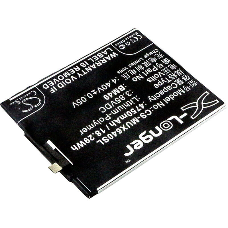 3.85V, Li-Polymer, 4750mAh, SmartPhone battery fits Xiaomi, (V2),Bm49, 2016001, 2016002, 18.29Wh Mobile, SmartPhone Cameron Sino Technology Limited (Smartphone)