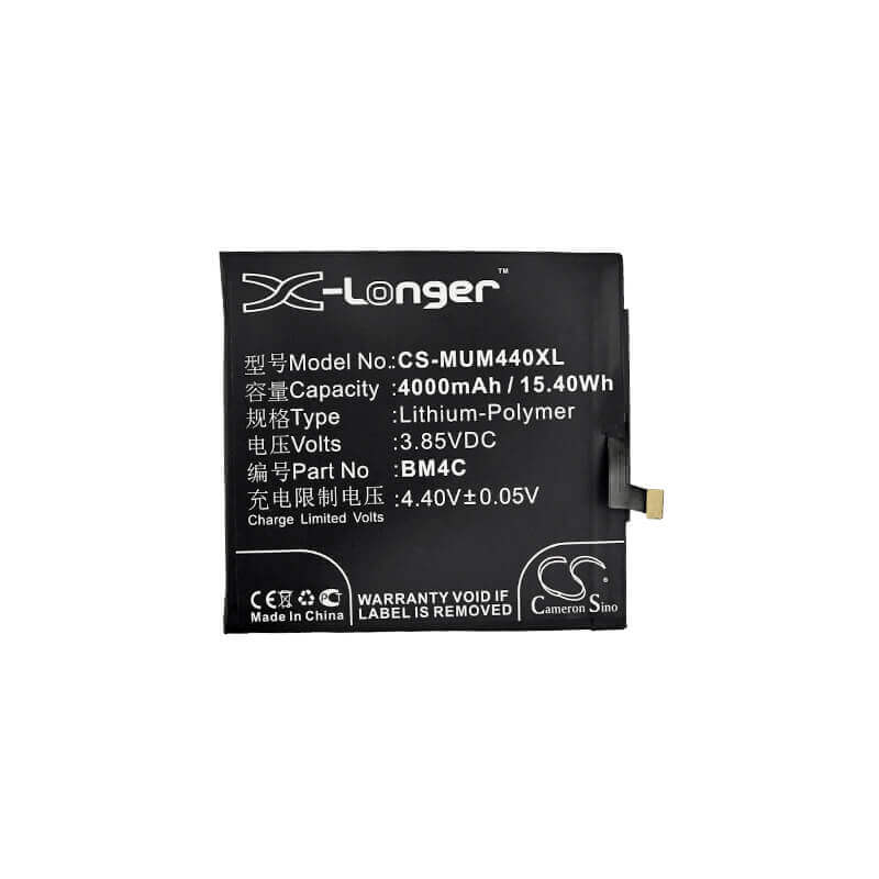 3.85V, Li-Polymer, 4000mAh, SmartPhone battery fits Xiaomi, Bm4c, 2016080, Mi Mix, 15.4Wh Mobile, SmartPhone Cameron Sino Technology Limited (Smartphone)