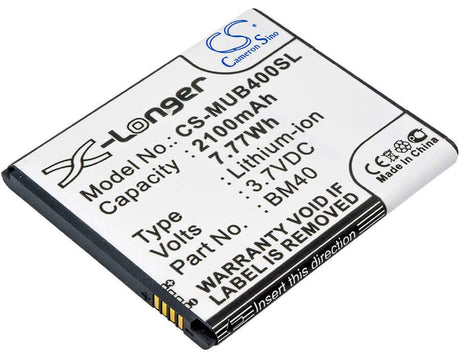3.7V, Li-ion, 2100mAh, SmartPhone battery fits Xiaomi, Bm40, 2a, Hongmi 1s, 7.77Wh Mobile, SmartPhone Cameron Sino Technology Limited (Smartphone)
