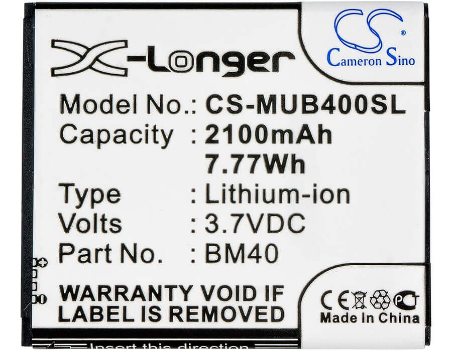 3.7V, Li-ion, 2100mAh, SmartPhone battery fits Xiaomi, Bm40, 2a, Hongmi 1s, 7.77Wh Mobile, SmartPhone Cameron Sino Technology Limited (Smartphone)