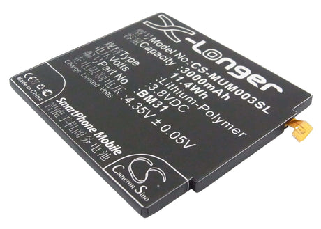 3.8V, Li-Polymer, 3000mAh, SmartPhone battery fits Xiaomi, Bm31, 3, M3, 11.4Wh Mobile, SmartPhone Cameron Sino Technology Limited (Smartphone)