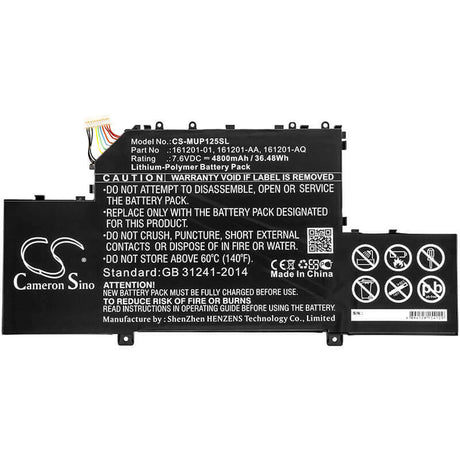7.6V, Li-Polymer, 4800mAh, Tablet battery fits Xiaomi, 161201-01, Air 12.5, 36.48Wh Tablet Cameron Sino Technology Limited