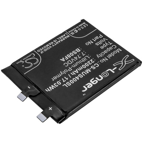 7.74V, Li-Polymer, 2200mAh, SmartPhone battery fits Xiaomi, Bs08fa, Black Shark 4, Black Shark 4 Pro, 17.03Wh Mobile, SmartPhone Cameron Sino Technology Limited (Smartphone)