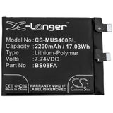 7.74V, Li-Polymer, 2200mAh, SmartPhone battery fits Xiaomi, Bs08fa, Black Shark 4, Black Shark 4 Pro, 17.03Wh Mobile, SmartPhone Cameron Sino Technology Limited (Smartphone)