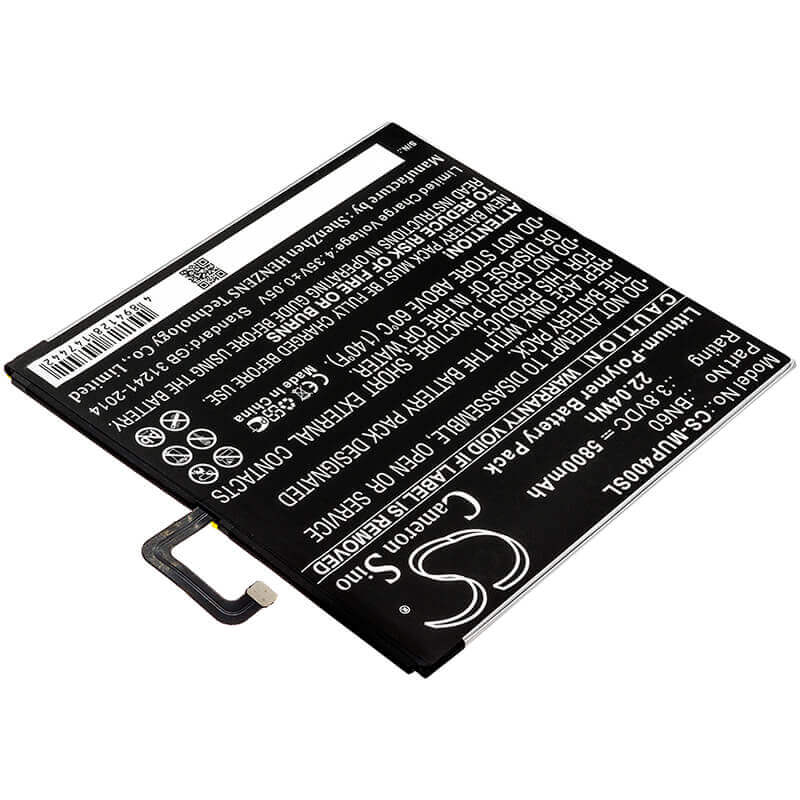 3.8V, Li-Polymer, 5800mAh, Tablet battery fits Xiaomi, Bn60, Clover, M1806d9e, 22.04Wh Tablet Cameron Sino Technology Limited