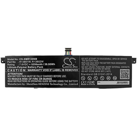 Notebook battery For Xiaomi, Inchmi Aair 13.3, Mi Notebook Air 13.3 2018 7.6v, 5250mah - 39.90wh Notebook, Laptop Cameron Sino Technology Limited