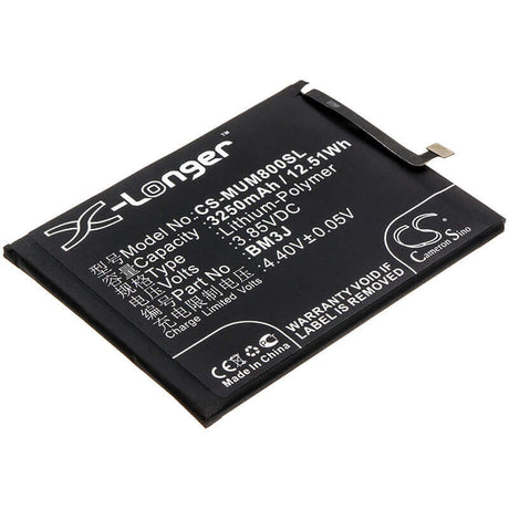 3.85V, Li-Polymer, 3250mAh, SmartPhone battery fits Xiaomi, Bm3j, M1808d2tc, M1808d2te, 12.51Wh Mobile, SmartPhone Cameron Sino Technology Limited (Smartphone)