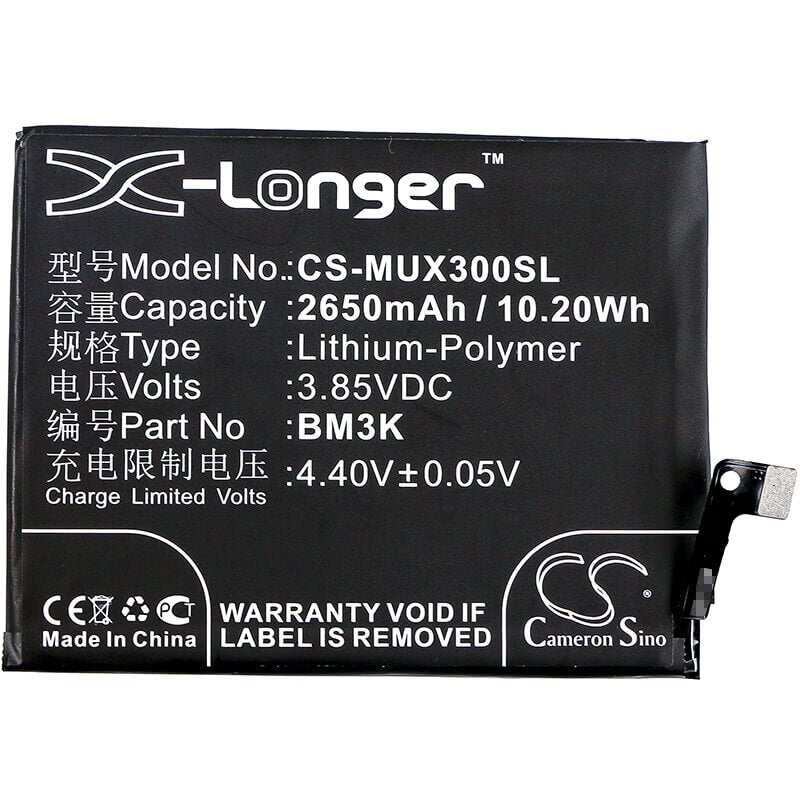 3.85V, Li-Polymer, 2650mAh, SmartPhone battery fits Xiaomi, Bm3k, M1810e5a, M1810e5c, 10.2Wh Mobile, SmartPhone Cameron Sino Technology Limited (Smartphone)
