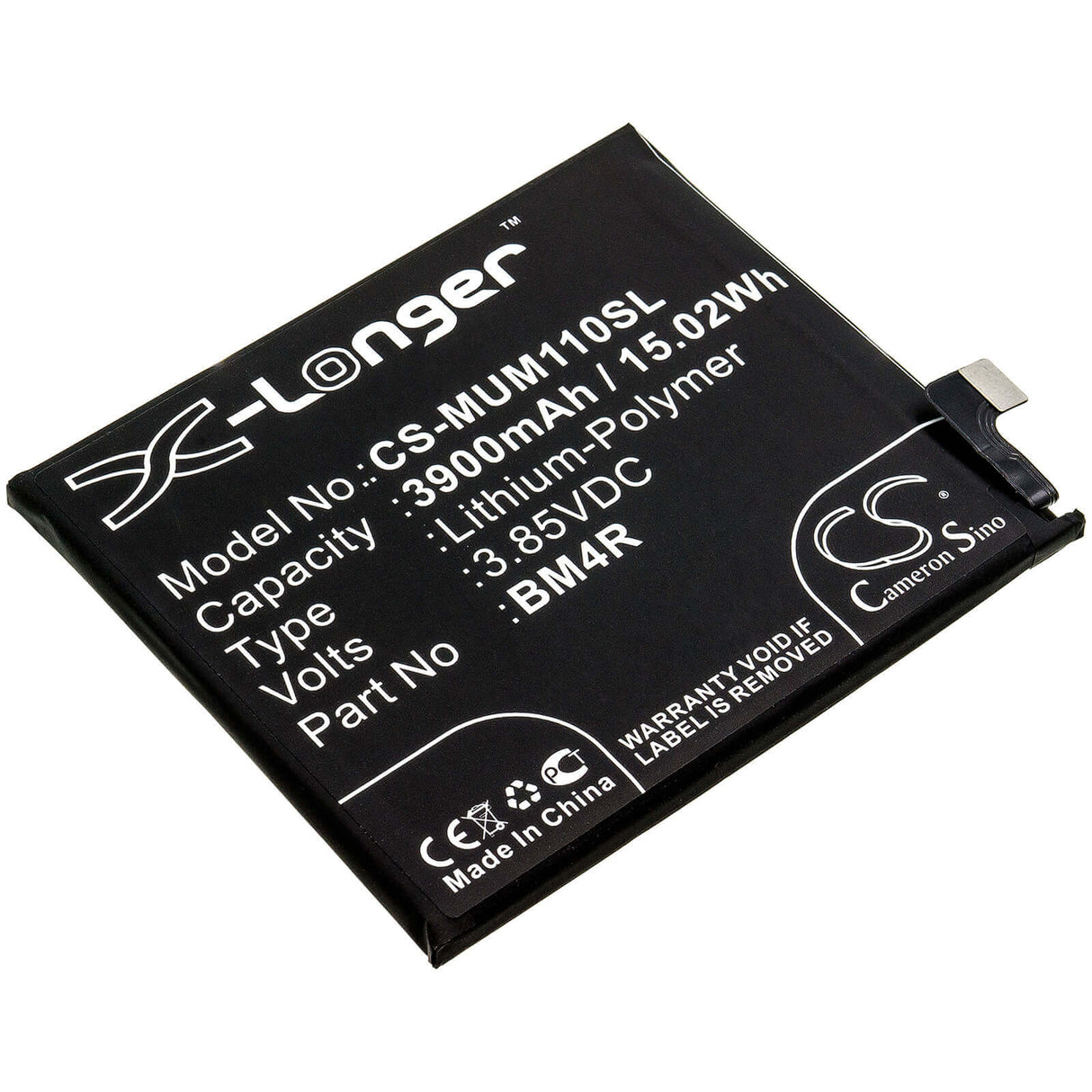3.85V, Li-Polymer, 3900mAh, SmartPhone battery fits Xiaomi, Bm4r, M2002j9e, M2002j9g, 15.02Wh Mobile, SmartPhone Cameron Sino Technology Limited (Smartphone)