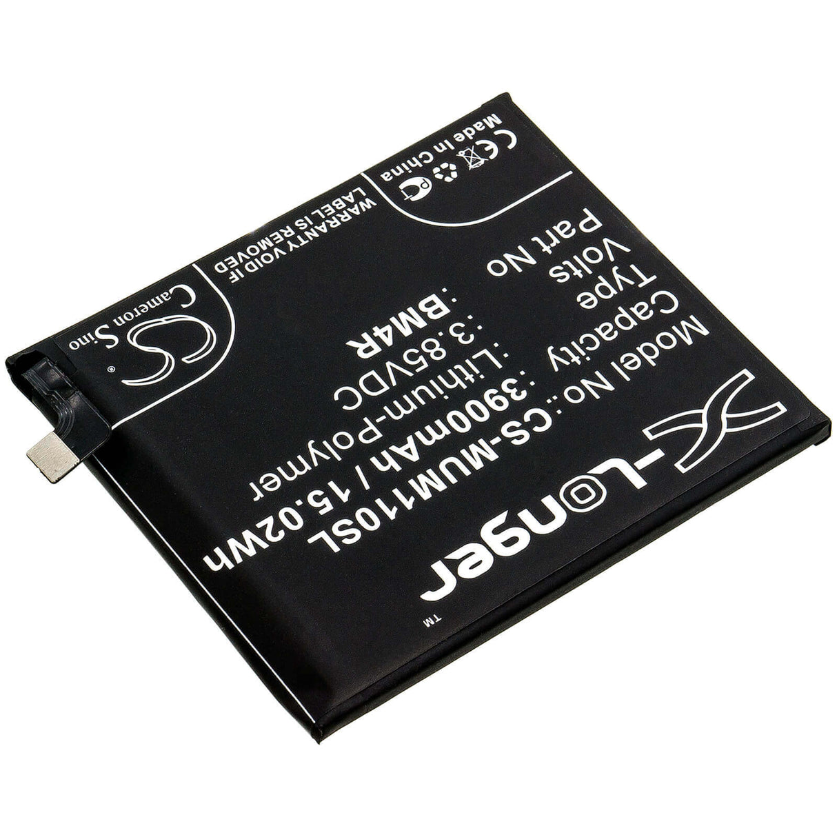 3.85V, Li-Polymer, 3900mAh, SmartPhone battery fits Xiaomi, Bm4r, M2002j9e, M2002j9g, 15.02Wh Mobile, SmartPhone Cameron Sino Technology Limited (Smartphone)