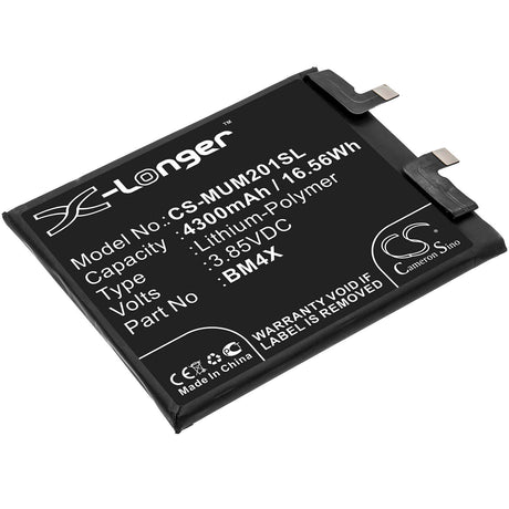 3.85V, Li-Polymer, 4300mAh, SmartPhone battery fits Xiaomi, Bm4x, M2011k2c, M2011k2g, 16.56Wh Mobile, SmartPhone Cameron Sino Technology Limited (Smartphone)