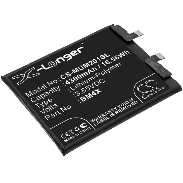 3.85V, Li-Polymer, 4300mAh, SmartPhone battery fits Xiaomi, Bm4x, M2011k2c, M2011k2g, 16.56Wh Mobile, SmartPhone Cameron Sino Technology Limited (Smartphone)
