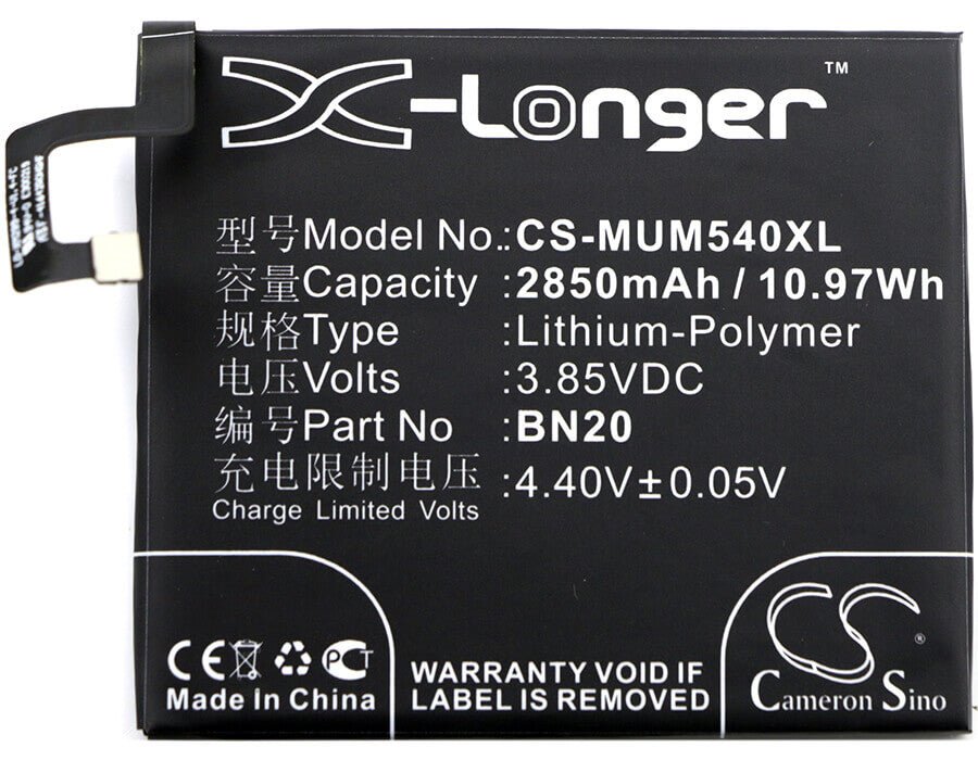 3.85V, Li-Polymer, 2850mAh, SmartPhone battery fits Xiaomi, Bn20, Meri, Mi 5c, 10.97Wh Mobile, SmartPhone Cameron Sino Technology Limited (Smartphone)