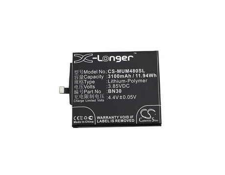 3.85V, Li-Polymer, 3100mAh, SmartPhone battery fits Xiaomi, Bn30, Mi 4a, Redmi 4a, 11.94Wh Mobile, SmartPhone Cameron Sino Technology Limited (Smartphone)