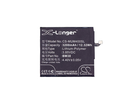3.85V, Li-Polymer, 3200mAh, SmartPhone battery fits Xiaomi, Bm38, Mi 4s, Mi 4s Dual Sim, 12.32Wh Mobile, SmartPhone Cameron Sino Technology Limited (Suspended)