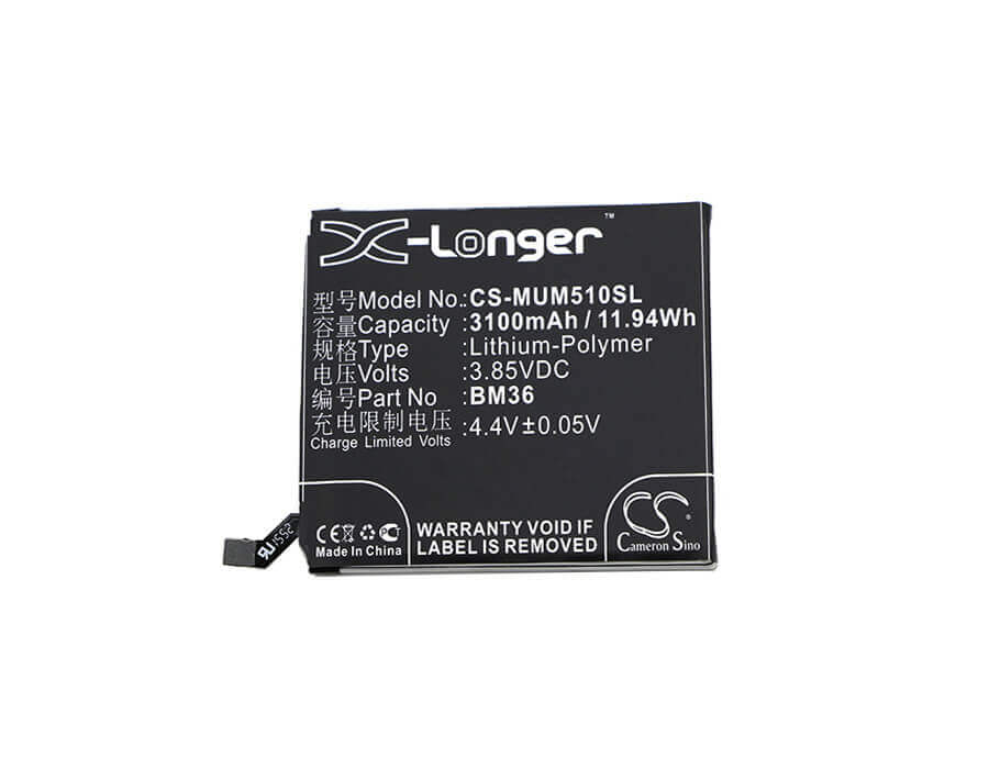 3.85V, Li-Polymer, 3100mAh, SmartPhone battery fits Xiaomi, Bm36, Mi 5s, Mi 5s Extreme Edition, 11.94Wh Mobile, SmartPhone Cameron Sino Technology Limited (Smartphone)