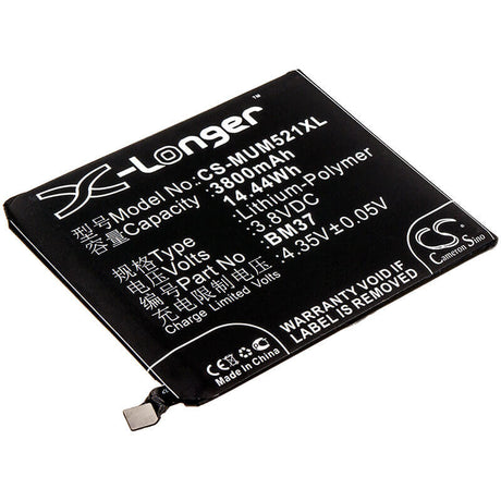 3.8V, Li-Polymer, 3800mAh, SmartPhone battery fits Xiaomi, Bm37 ( China Version ), Mi 5s Plus ( China Version ), Mi 5s Plus Premium Edition ( C, 14.44Wh Mobile, SmartPhone Cameron Sino Technology Limited (Smartphone)