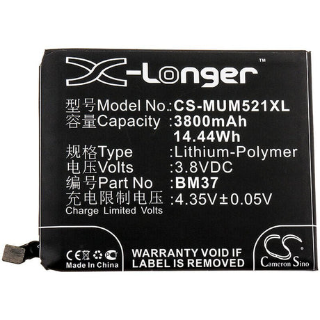 3.8V, Li-Polymer, 3800mAh, SmartPhone battery fits Xiaomi, Bm37 ( China Version ), Mi 5s Plus ( China Version ), Mi 5s Plus Premium Edition ( C, 14.44Wh Mobile, SmartPhone Cameron Sino Technology Limited (Smartphone)