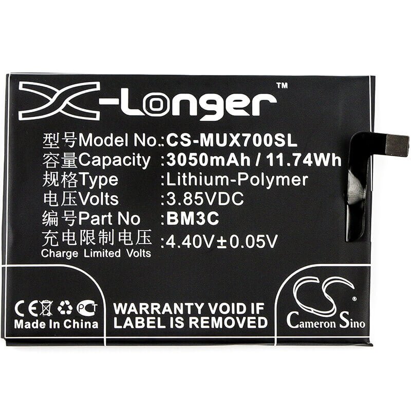 3.85V, Li-Polymer, 3050mAh, SmartPhone battery fits Xiaomi, Bm3c, Mi 7, 11.74Wh Mobile, SmartPhone Cameron Sino Technology Limited (Smartphone)