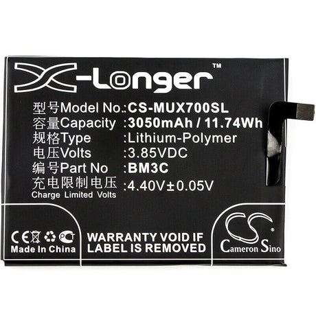 3.85V, Li-Polymer, 3050mAh, SmartPhone battery fits Xiaomi, Bm3c, Mi 7, 11.74Wh Mobile, SmartPhone Cameron Sino Technology Limited (Smartphone)
