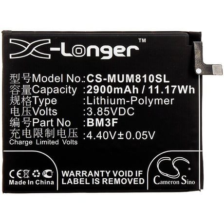 3.85V, Li-Polymer, 2900mAh, SmartPhone battery fits Xiaomi, Bm3f, Mi 8 Explorer, Mi 8 Explorer Edition, 11.17Wh Mobile, SmartPhone Cameron Sino Technology Limited (Smartphone)