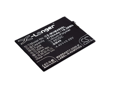 3.85V, Li-Polymer, 4750mAh, SmartPhone battery fits Xiaomi, (V1),Bm49, 2016001, 2016002, 18.29Wh Mobile, SmartPhone Cameron Sino Technology Limited (Smartphone)