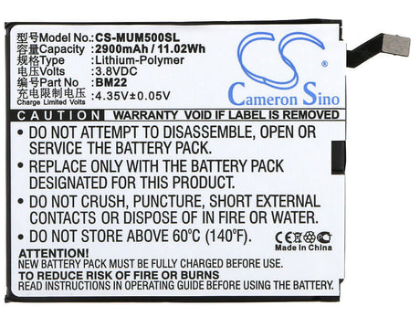 3.8V, Li-Polymer, 2900mAh, SmartPhone battery fits Xiaomi, Bm22, Gemini, Mi5, 11.02Wh Mobile, SmartPhone Cameron Sino Technology Limited (Smartphone)
