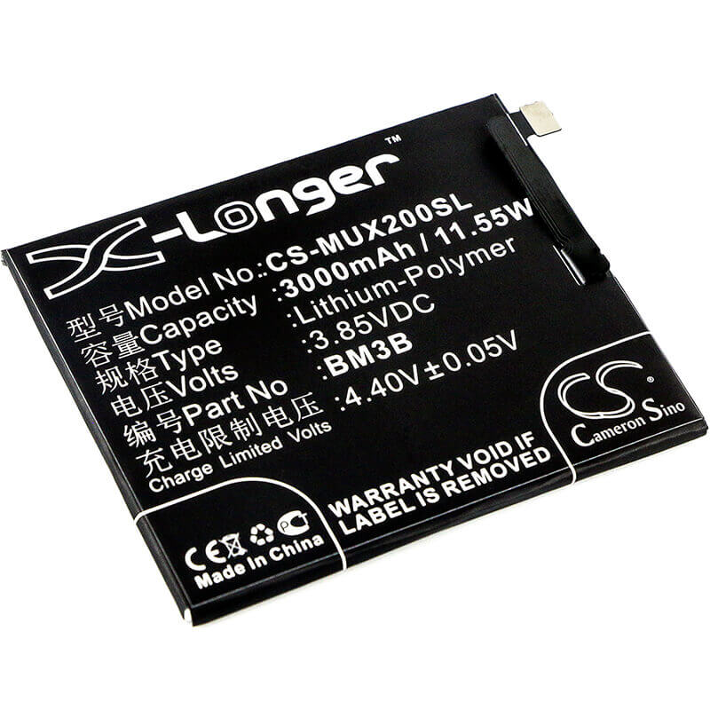 3.85V, Li-Polymer, 3000mAh, SmartPhone battery fits Xiaomi, Bm3b, M1803d5xa, M1803d5xc, 11.55Wh Mobile, SmartPhone Cameron Sino Technology Limited (Smartphone)