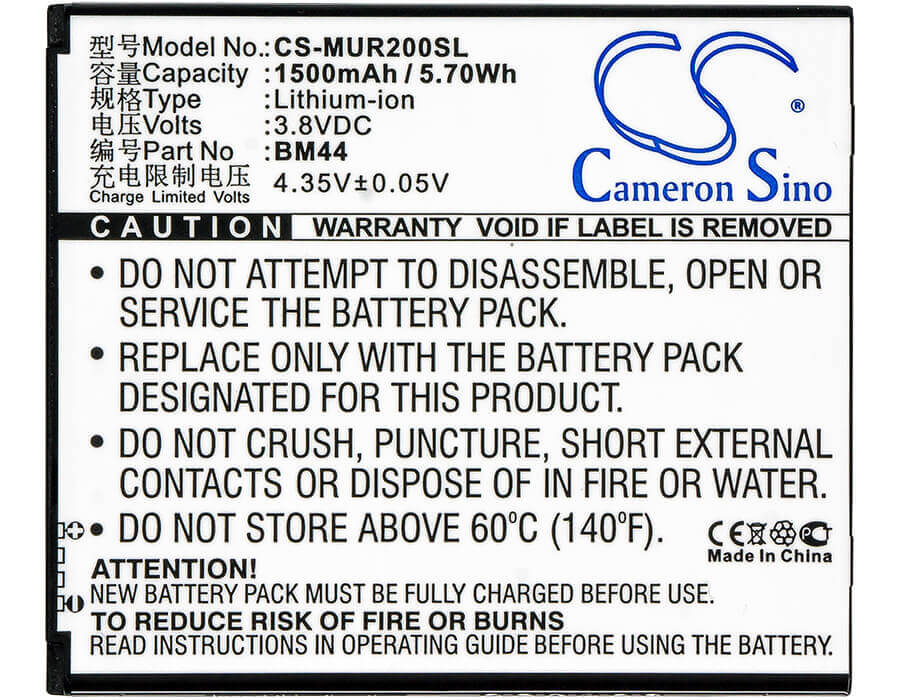 3.8V, Li-ion, 1500mAh, SmartPhone battery fits Xiaomi, Bm44, Redmi 2, Redmi 2a, 5.7Wh Mobile, SmartPhone Cameron Sino Technology Limited (Smartphone)