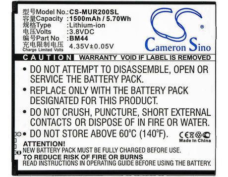 3.8V, Li-ion, 1500mAh, SmartPhone battery fits Xiaomi, Bm44, Redmi 2, Redmi 2a, 5.7Wh Mobile, SmartPhone Cameron Sino Technology Limited (Smartphone)