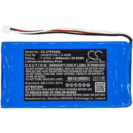 7.4V, Li-ion, 4000mAh, Diagnostic Scanner battery fits Xtool, Jw3970125-7.4-4000, P52, 29.6Wh Diagnostic Scanner Cameron Sino Technology Limited