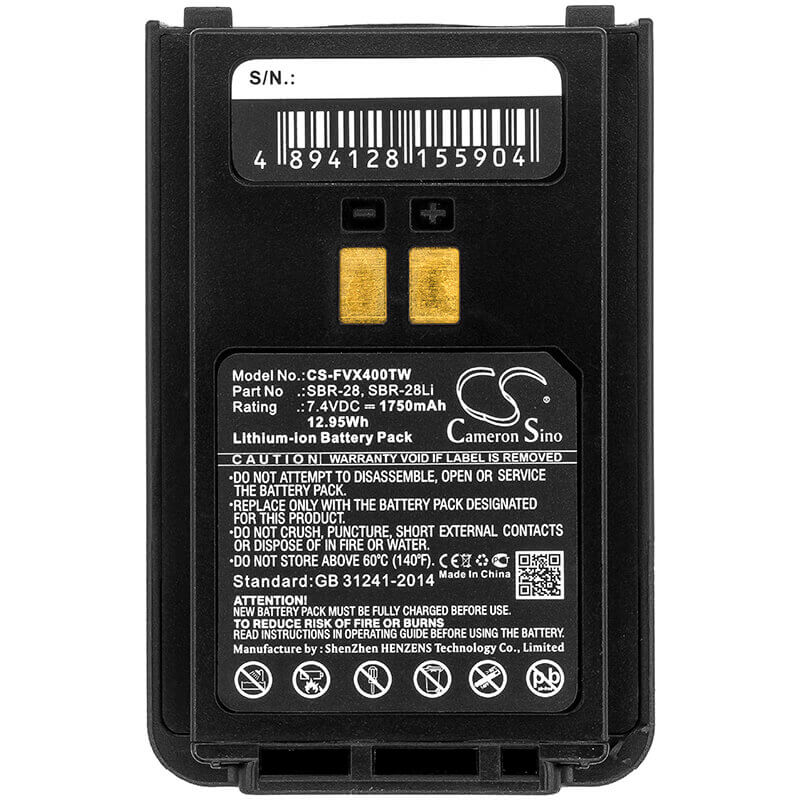 7.4V, Li-ion, 1750mAh, Two-Way Radio battery fits Yaesu, Sbr-25li, Ft-25e, Ft-4ve, 12.95Wh Two-Way Radio Cameron Sino Technology Limited