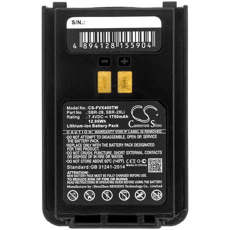 7.4V, Li-ion, 1750mAh, Two-Way Radio battery fits Yaesu, Sbr-25li, Ft-25e, Ft-4ve, 12.95Wh Two-Way Radio Cameron Sino Technology Limited