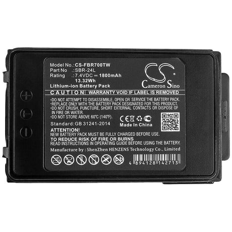 7.4V, Li-ion, 1800mAh, Two-Way Radio battery fits Yaesu, Sbr-24l, Ft-70d, Ft-70dr, 13.32Wh Two-Way Radio Cameron Sino Technology Limited