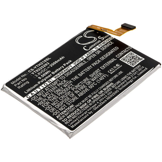 3.8V, Li-Polymer, 2500mAh, SmartPhone battery fits Yota, Yt0225023, Yotaphone 2, 9.5Wh Mobile, SmartPhone Cameron Sino Technology Limited (Smartphone)