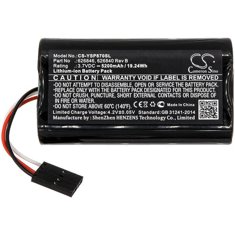 3.7V, Li-ion, 5200mAh, Equipment battery fits Ysi, 626840 Rev B, 626870-1, 626870-2, 19.24Wh Equipment, Survey, Test Cameron Sino Technology Limited