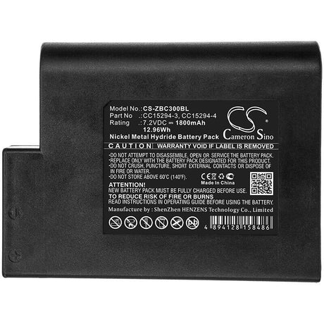 7.2V, Ni-MH, 1800mAh, Portable Printer battery fits Zebra, Cc15294-3, Cameo 3, 12.96Wh Portable Printer Cameron Sino Technology Limited