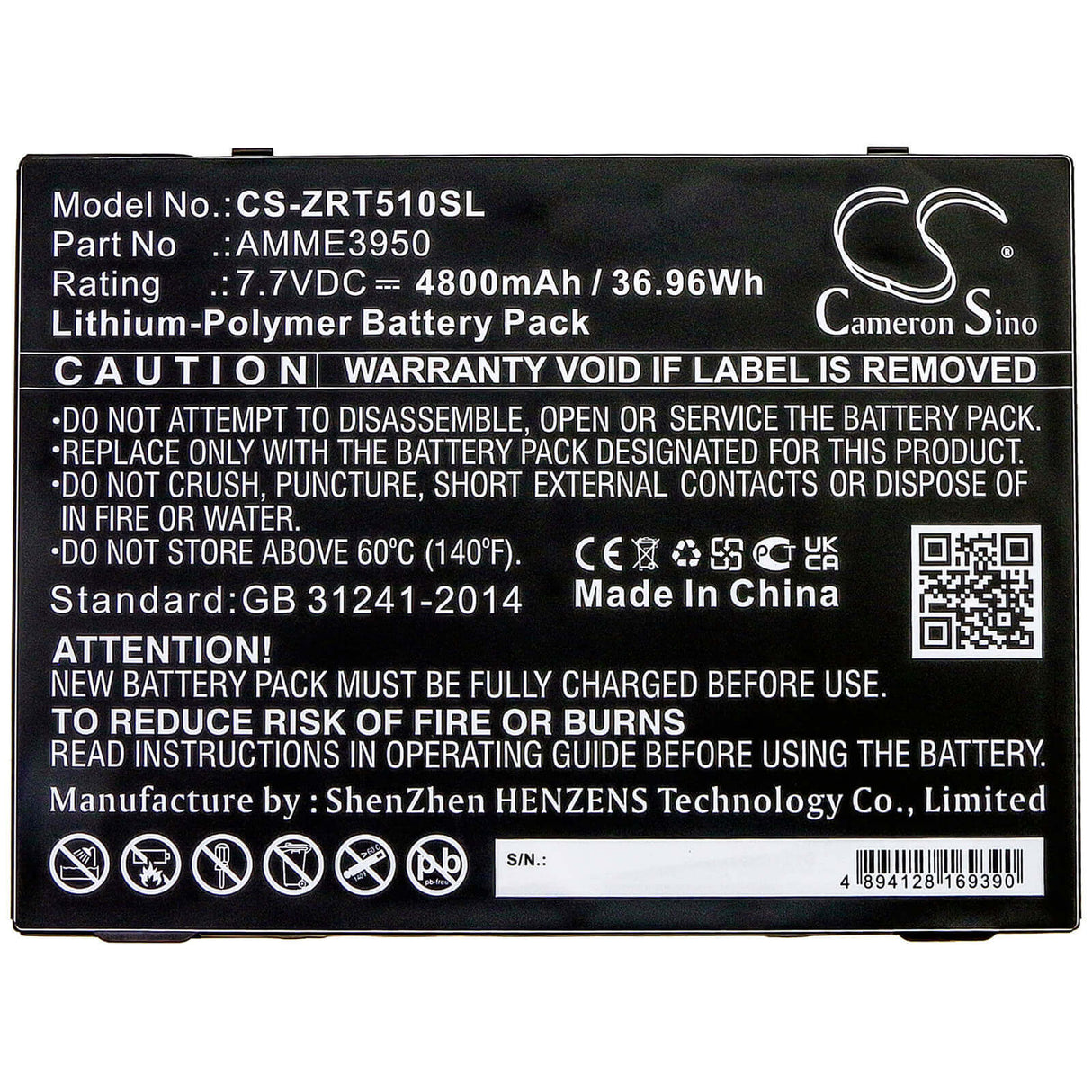 Battery For Zebra, Et51at, Et56bt 7.7v, 4800mah - 36.96wh Tablet Cameron Sino Technology Limited (Suspended)   