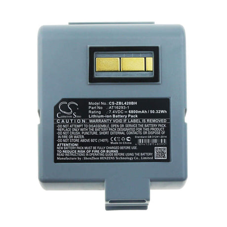 7.4V, Li-ion, 6800mAh, Portable Printer battery fits Zebra, At16293-1, Ql420, Ql420 Plus, 50.32Wh Portable Printer Cameron Sino Technology Limited