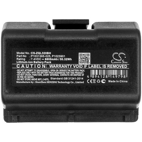 7.4V, Li-ion, 6800mAh, Portable Printer battery fits Zebra, At16004, Qln220, Qln220hc, 50.32Wh Portable Printer Cameron Sino Technology Limited